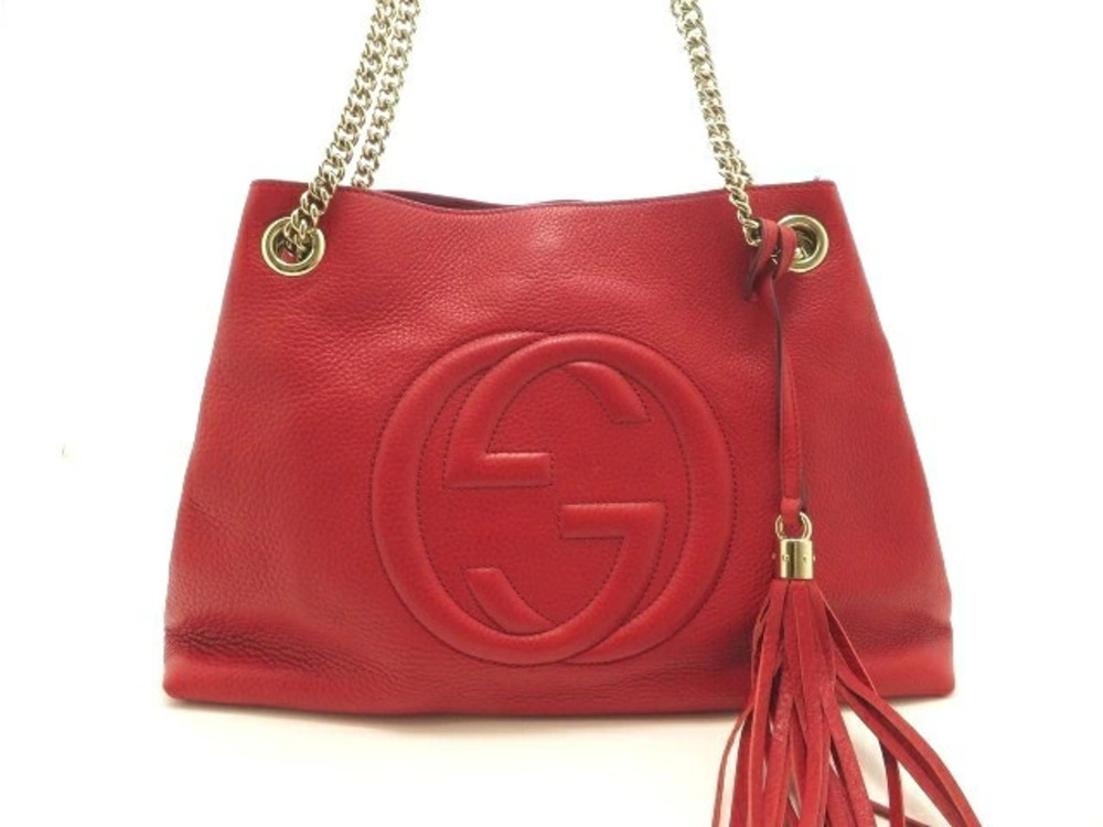 Gucci Soho Chain Tote Bag Calfskin Red